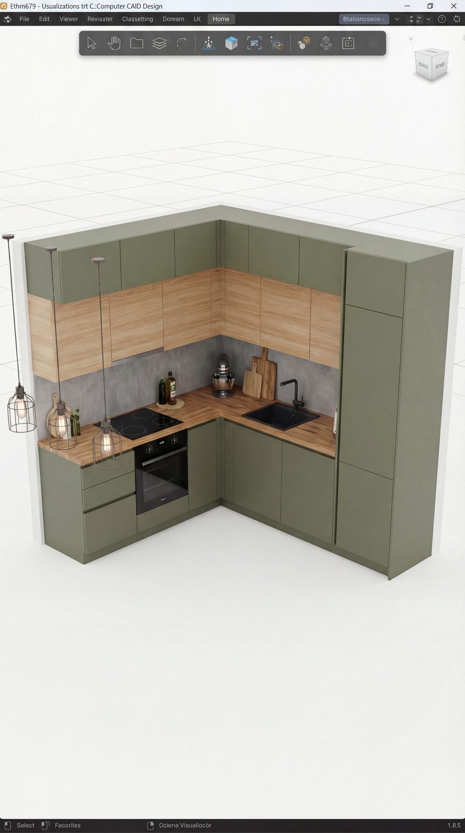 Кухня по поръчка — тъмни фасади с вградени уреди